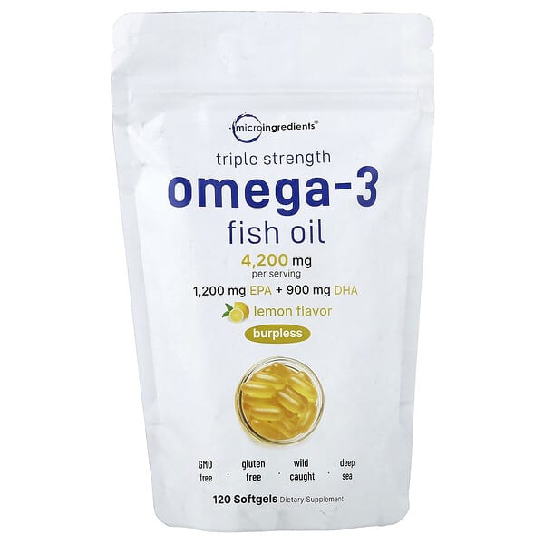 Micro Ingredients, 3배 강도, 오메가3 피쉬 오일, 레몬, 소프트젤 120정(소프트젤 1정당 1,400mg)