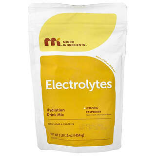 Micro Ingredients, Electrolytes Powder, Lemon & Raspberry, 1 lb (454 g)
