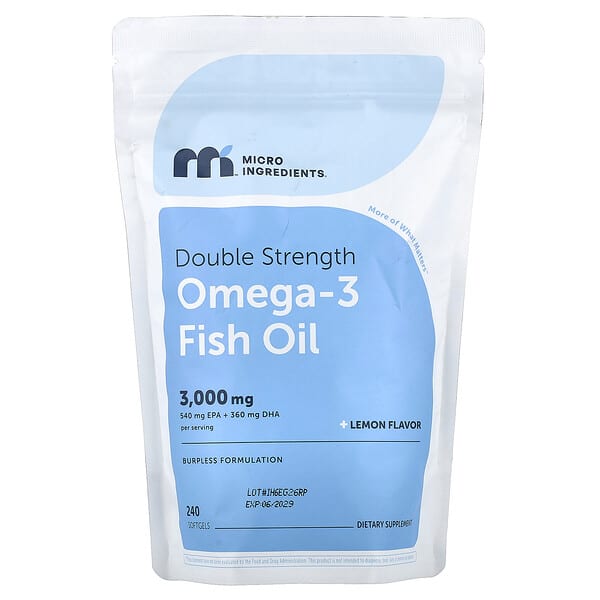 Micro Ingredients, Omega-3 Fish Oil, Lemon, 240 Softgels (1,000 mg per Softgel) — product photo 1