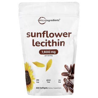 Micro Ingredients, Lecitina de girasol, 300 cápsulas blandas (800 mg por cápsula blanda)