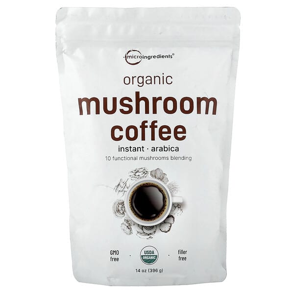 Micro Ingredients, Luomu sienikahvi, Arabica, pikakahvi, 396 g