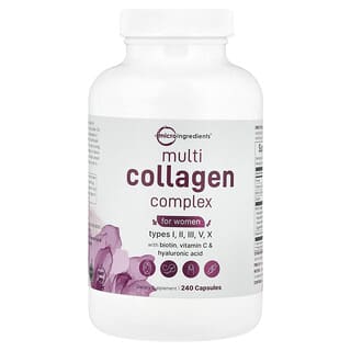 Micro Ingredients, Multi- Collagen Complex, Multi-Kollagen-Komplex, für Frauen, 240 Kapseln