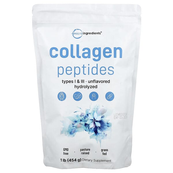 Micro Ingredients, Collagen Peptides, Unflavored, 1 lb (454 g) — product photo 1