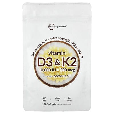 Micro Ingredients, Vitamins D3 & K2, 180 Softgels