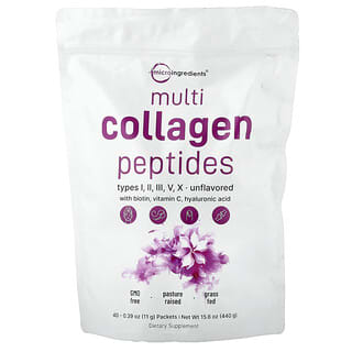 Micro Ingredients, Multi Collagen Peptides, Unflavored, 40 Packets, 0.39 oz (11 g) Each