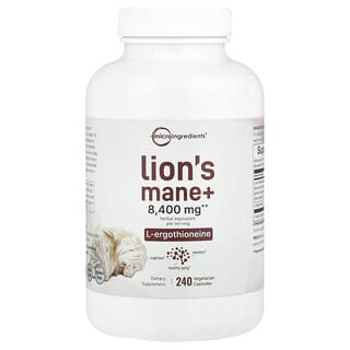 Micro Ingredients, Lion‘s Mane + L-Ergothioneine, Löwenmähne und L-Ergothionein, 240 pflanzliche Kapseln