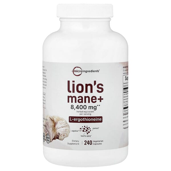 Lion's Mane + L-Ergothioneine, 240 Vegetarian Capsules