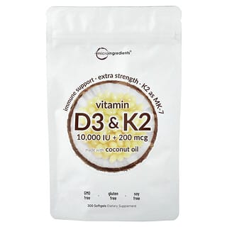 Micro Ingredients, вітаміни D3 і K2, 300 капсул