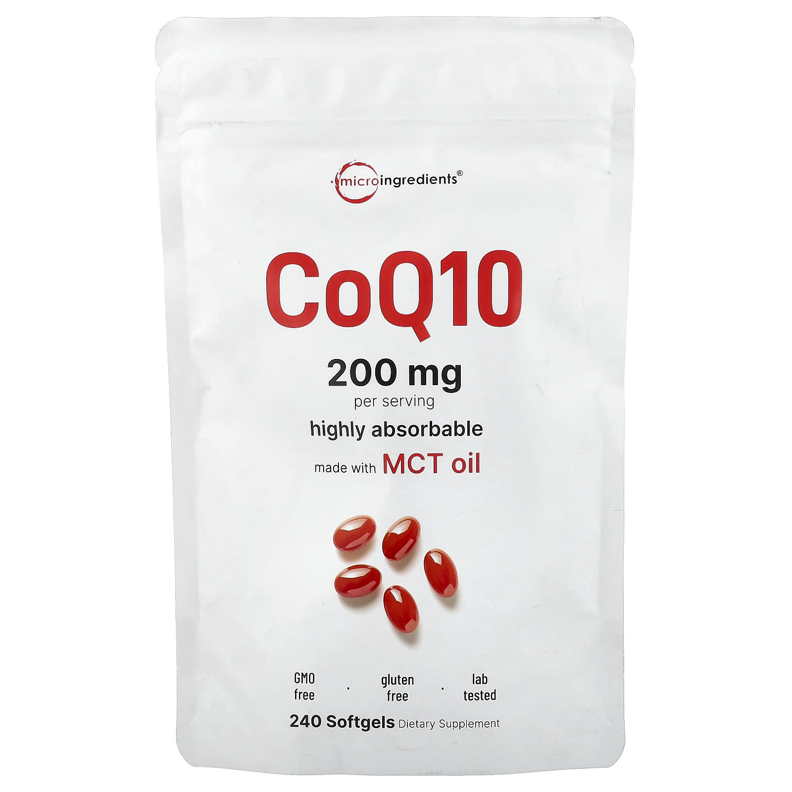 Micro Ingredients, коэнзим Q10, 240 мягких таблеток (100 мг в 1 капсуле)