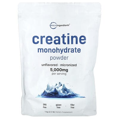 Micro Ingredients, Creatine Monohydrate Powder, Unflavoured, 2.2 lb (1 kg)