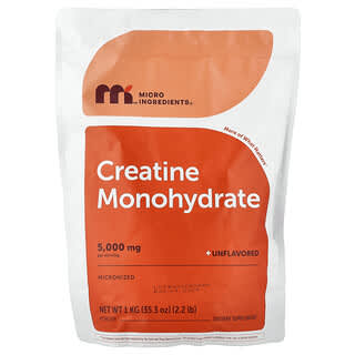 Micro Ingredients, Pudră monohidrat de creatină, fără arome, 2,2 lb (1 kg)