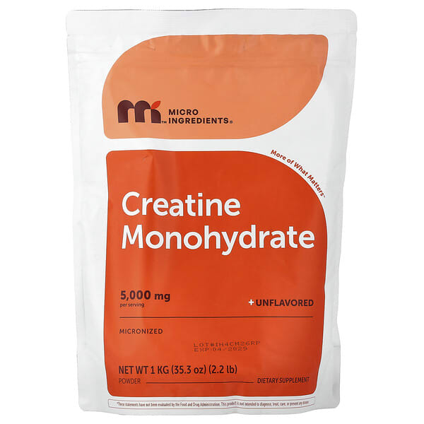 Micro Ingredients, Creatine Monohydrate Powder, Unflavored, 2.2 lb (1 kg)
