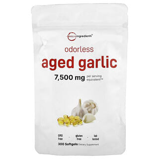 Micro Ingredients, Выдержанный чеснок без запаха, 7500 мг, 300 мягких таблеток (3750 мг в 1 капсуле)