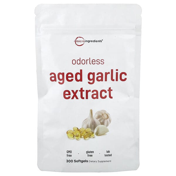 Micro Ingredients, 무향 Aged Garlic Extract, 소프트젤 300정(소프트젤 1정당 250mg)