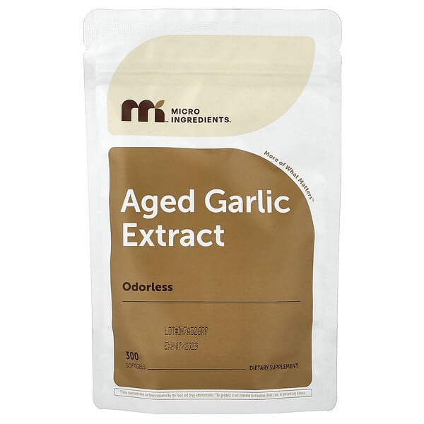 Micro Ingredients, Odorless Aged Garlic Extract, 300 Softgels (250 mg per Softgel) — product photo 1