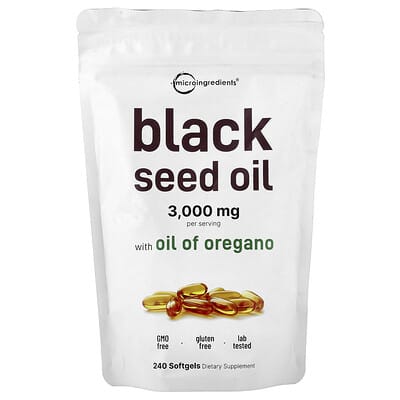 Micro Ingredients, Black Seed Oil With Oil of Oregano, 240 Softgels