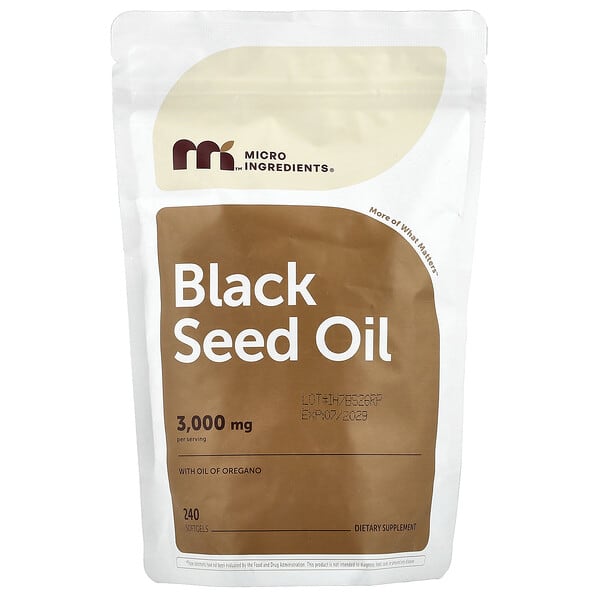 Micro Ingredients, Black Seed Oil with Oil of Oregano, 240 Softgels — product photo 1
