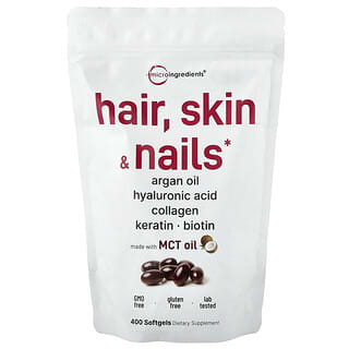 Micro Ingredients, Cabello, piel y uñas, 400 cápsulas blandas.
