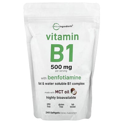 Micro Ingredients, Vitamin B1 + Benfotiamine, 240 Softgels