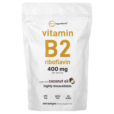 Micro Ingredients, Vitamin B2 Riboflavin, 240 Capsules (200 mg per Capsule)