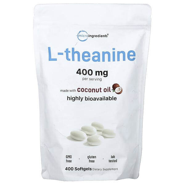 Micro Ingredients, l-테아닌, 소프트젤 400정(소프트젤 1정당 200mg)