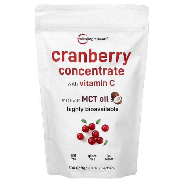 Micro Ingredients, 크랜베리 농축물, 비타민C 함유, 소프트젤 300정