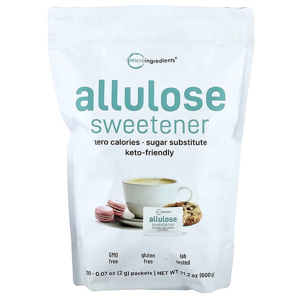 Micro Ingredients, Endulzante de alulosa, 300 sobres, 2 g (0,07 oz) cada uno