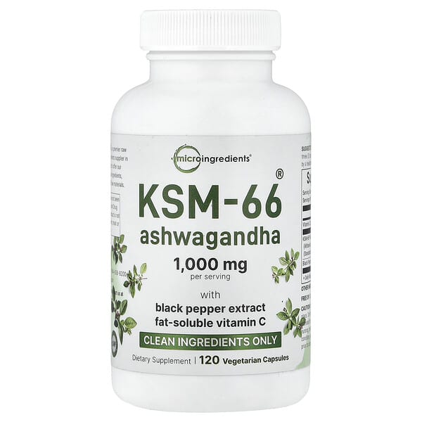 Micro Ingredients, KSM-66® 아슈와간다, 베지 캡슐 120정