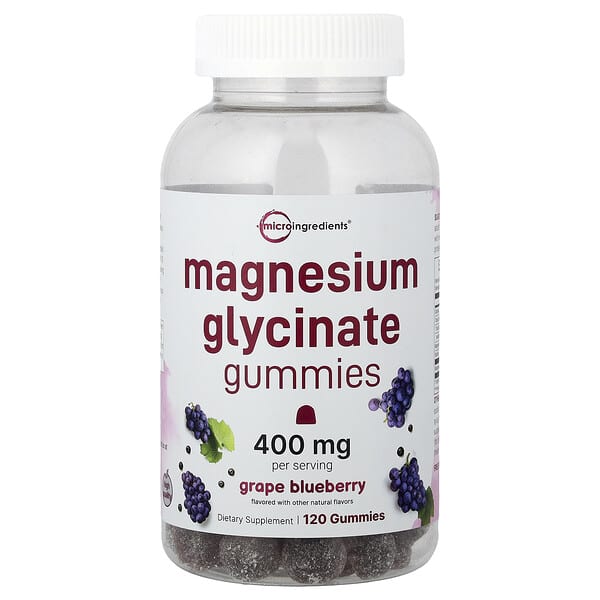 Micro Ingredients, Magnesium Glycinate Gummies, Grape Blueberry, 120 Gummies (200 mg per Gummy)