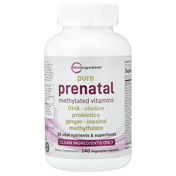 Micro Ingredients, Pure Prenatal Methylated Vitamins, 240 Vegetarian Capsules — product photo 1