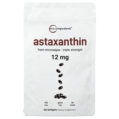 Micro Ingredients, Astaxanthin, 12 mg, 60 Softgels
