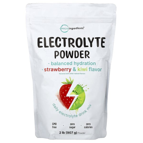 Micro Ingredients, 電解質粉，草莓獼猴桃味，2 磅（907 克）