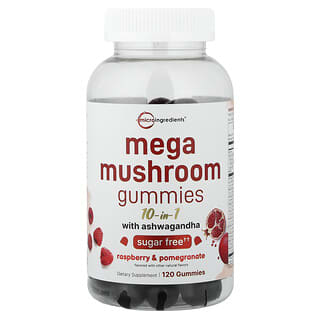 Micro Ingredients, Mega Mushrooms Yumuşak Şeker, Ahududu ve Nar, 120 Yumuşak Şeker