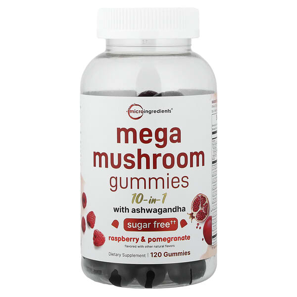 Micro Ingredients, Mega Mushrooms Gummies, Raspberry & Pomegranate, 120 Gummies — product photo 1