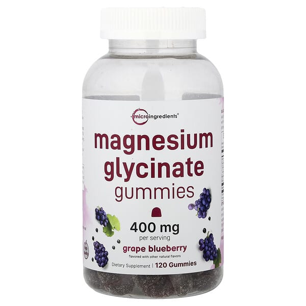 Micro Ingredients, 글리신산마그네슘 구미젤리, 포도 블루베리, 구미젤리 120개(구미젤리당 200mg)