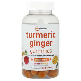 Micro Ingredients, Turmeric Ginger Gummies, Peach Mango, 120 Gummies