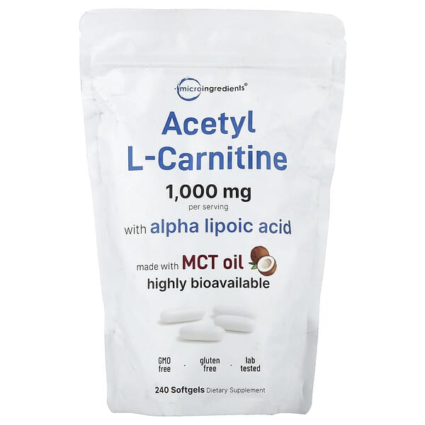 Micro Ingredients, Asetil L- Karnitin, 240 Yumuşak Jel
