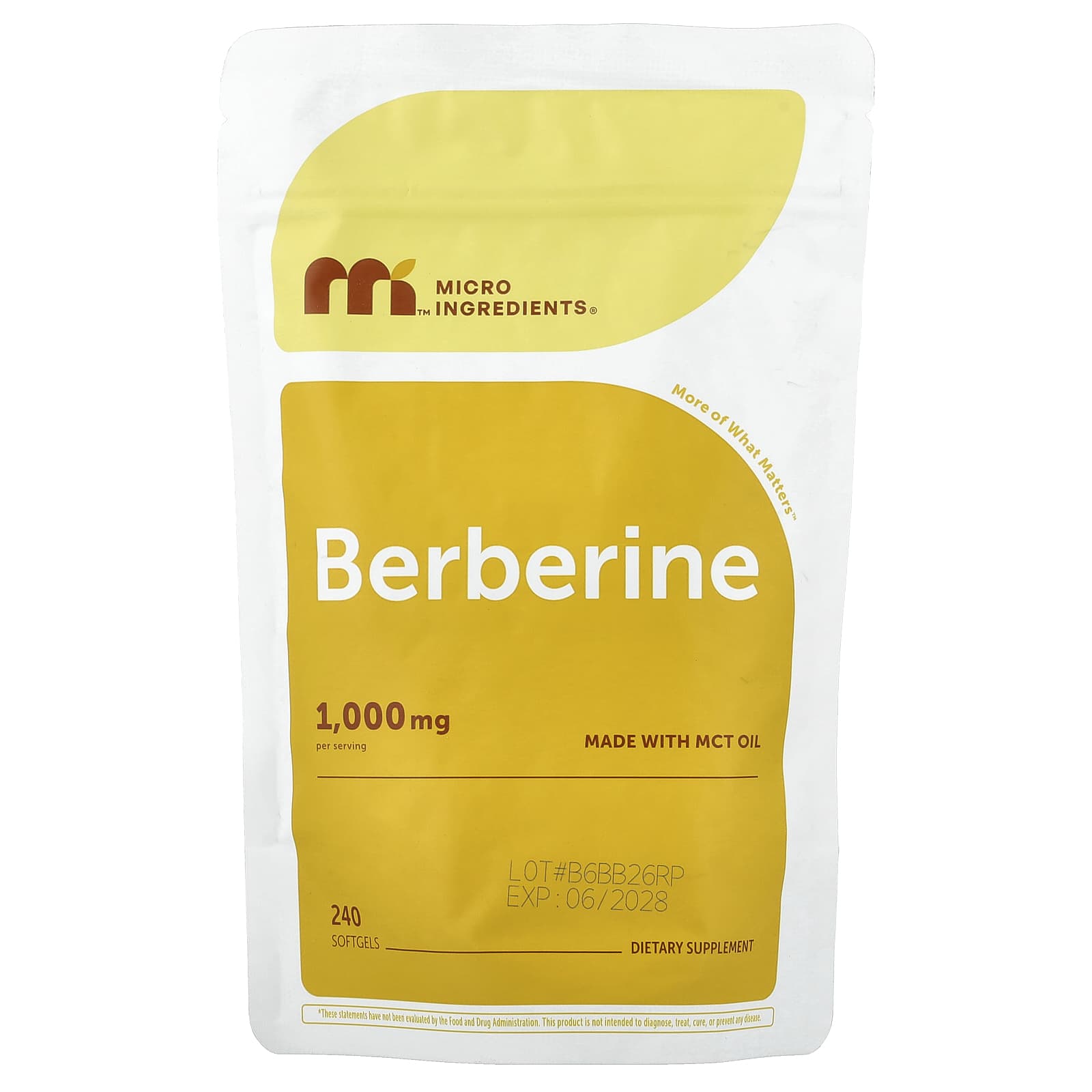 Micro Ingredients Berberine – 240 capsules molles de Micro Ingredients