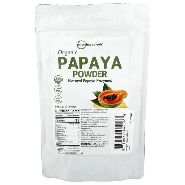 Micro Ingredients, Organic Papaya Powder, 8 oz (227 g) — product photo 1
