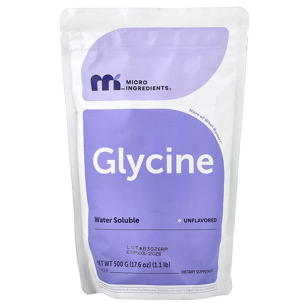 Micro Ingredients, Glycine Powder, Unflavored, 1.1 lb (500 g)