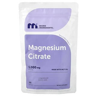 Micro Ingredients, Citrato de magnesio, 1,000 mg, 240 cápsulas blandas (240 mg por cápsula blanda)