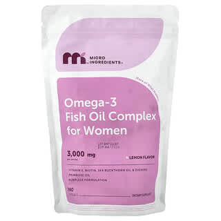 Micro Ingredients, Complejo de aceite de pescado con omega-3 para mujeres, Limón, 240 cápsulas blandas