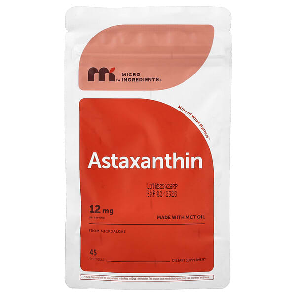 Micro Ingredients, Astaxanthin, 12 mg, 45 Weichkapseln