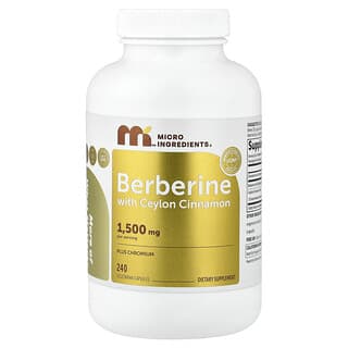 Micro Ingredients, Berberine Plus con diidro-berberina e cannella di Ceylon, 240 Capsule vegetariane