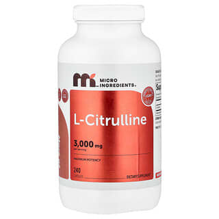 Micro Ingredients, Maximum Potency L-Citrulline, 240 Capsules (750 mg per Capsule)
