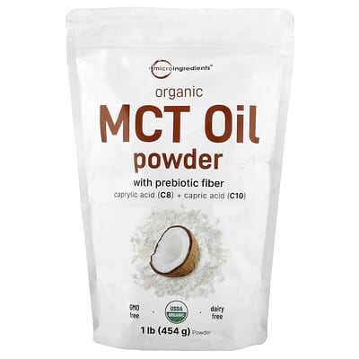 Micro Ingredients, Organic Medium Chain Triglyceride Oil Powder with Prebiotic Fiber, 1 lb (454 g)