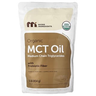 Micro Ingredients, Økologisk MCT-oliepulver med præbiotiske fibre, 454 g