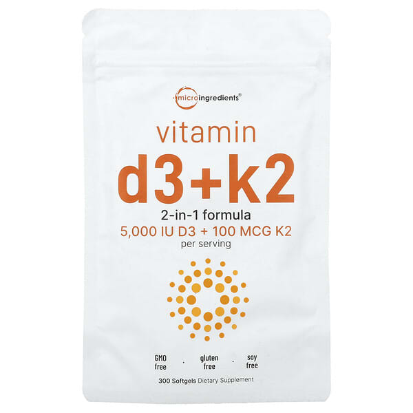 Vitamin D3 + K2, 300 Softgels