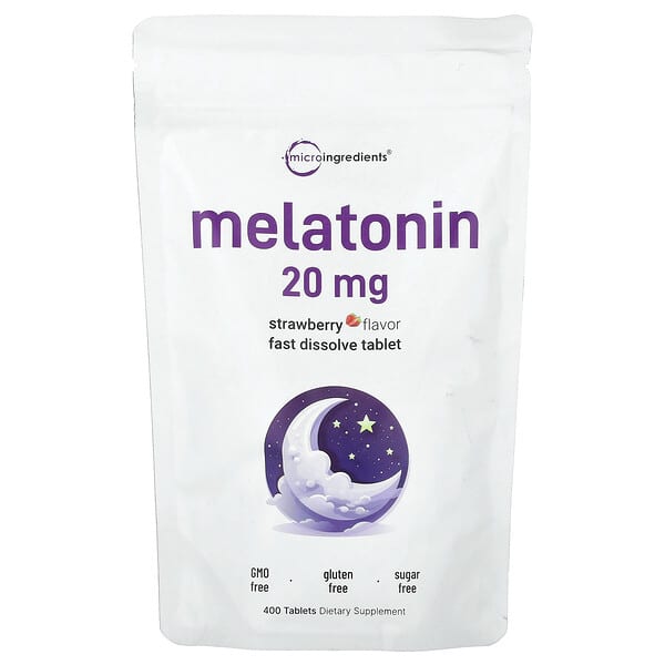 Melatonin, Strawberry, 20 mg, 400 Tablets