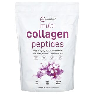 Micro Ingredients, Péptidos múltiples de colágeno, Tipo I, II, III, V, X, Sin sabor, 907 g (2 lb)